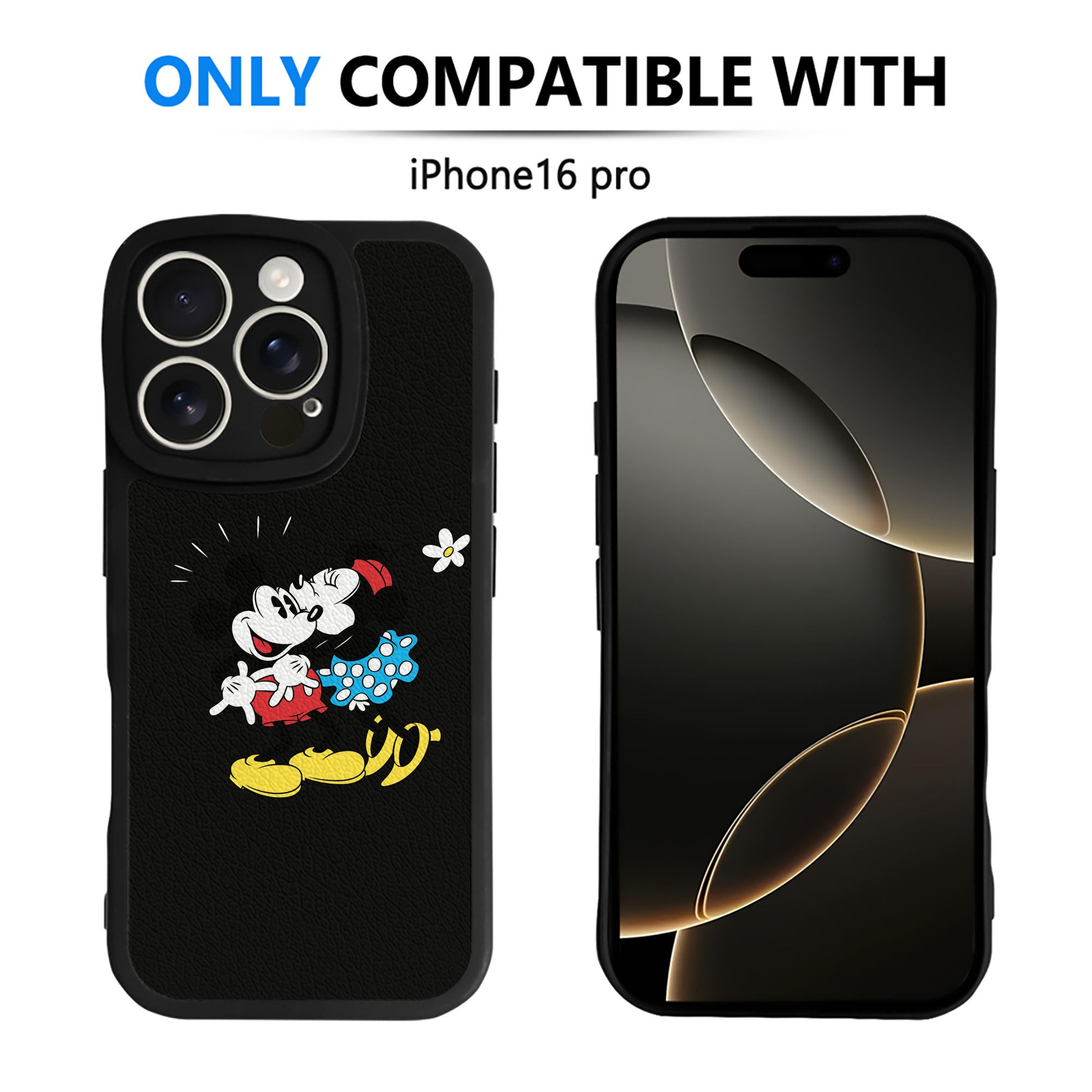 （画像用） ミッキーマウス Mickey Mouse 【iPhone 16シリーズ対応】シリコンスマホケース（レザー調） 材質：シリコン